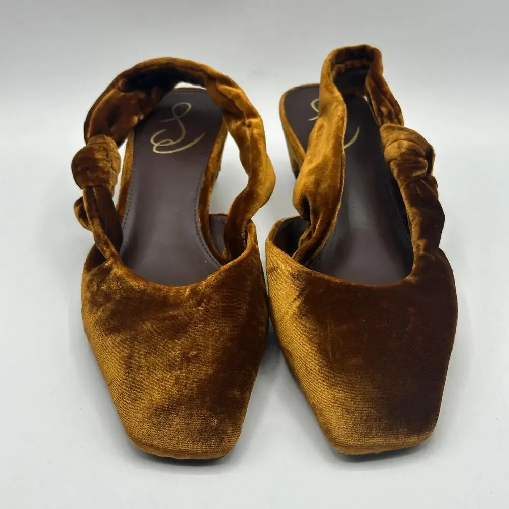 Sam Edelman Meredith Slingback Kitten Heels - Velvet Cocoa Bronze - Picture 3 of 8